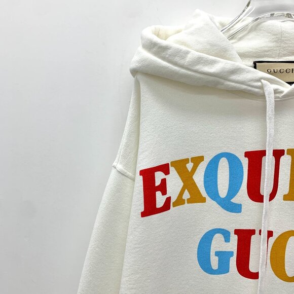 Gucci White Exquisite Logo Printed Hooded Sweatshirt XL Long-Sleeve Made In Ital - Picture 8 of 8